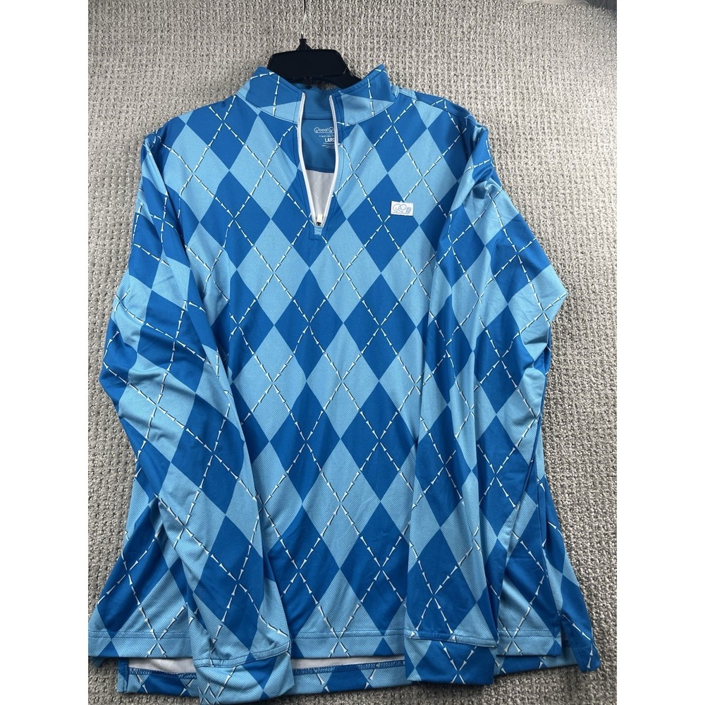 Good Good Pullover Mens Large 1/4 Zip Golf Fighting For Par All Over Tee Print